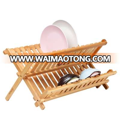 Houseware kitchen cabinet bamboo tableware drying dish rack